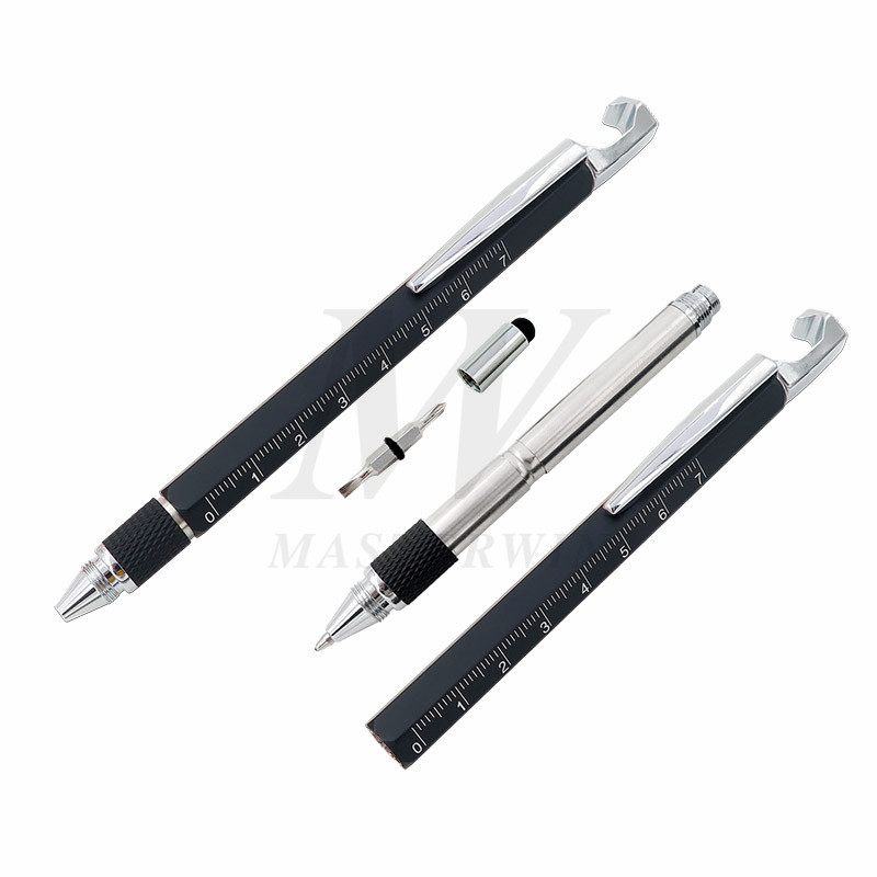 القلم أداة متعددة الوظائف 6 في 1 مع القلم / حاكم / حامل الهاتف المحمول / فتاحة / مفك البراغي BP19-003